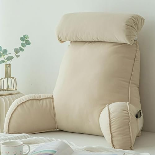 Stafeny Oreiller de Lecture avec Accoudoirs,Coussin de Lecture avec Support de Cou,Coussins Lombaires,pour se détendre,Jouant,Regarder la télévision ou Lire