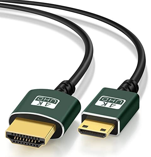 Thsucords Câble Mini HDMI vers HDMI 2M, Ultra Extrêmement & Fin Flexible Câble Mini HDMI Supporte 3D/4K@60Hz/18Gbps/1080P pour Nikon,Canon,Caméscopes,Ordinateurs portables,Tablet
