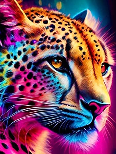 EXQULEG Diamond Painting Leopard, 5D DIY Diamant Painting Tier Kit, Diamant Painting Bilder für Erwachsene Kinder, Diamant Malerei Kits Arts Craft für Home Wand Decor (50x70cm)