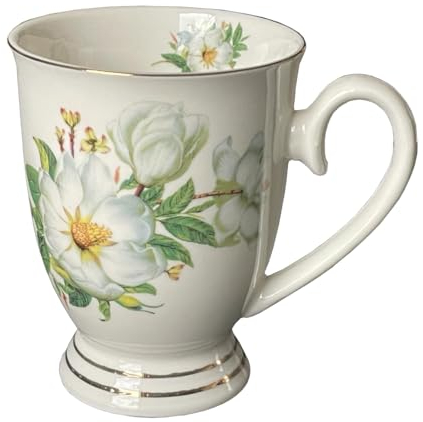 electromax 6 Piece Teacup and Gift Set - Vintage Serving Set for 6, with Bone China Tea Cup/Mug 300ml Strong Lightweight Set - White Ross Set