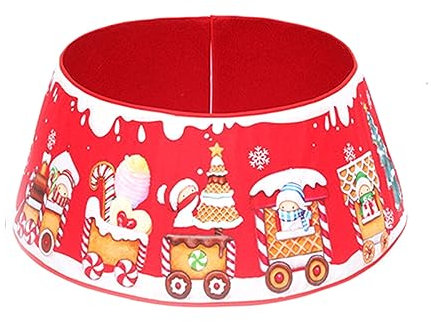 FENOHREFE Base envolvente para árbol de Navidad, lentejuelas, falda de árbol de Navidad, cuello plegable, 9 patrones para decoración de árbol de Navidad, cubierta de base de árbol de Navidad