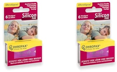 OHROPAX Silicon PINK Ohrstöpsel 1x6 Stück - Wiederverwendbare Vor-Ohr-Stöpsel aus hautfreundlichem Silikon - Zum Schutz vor Wasser beim Schwimmen, vor Lärm und Wind (Packung mit 2)