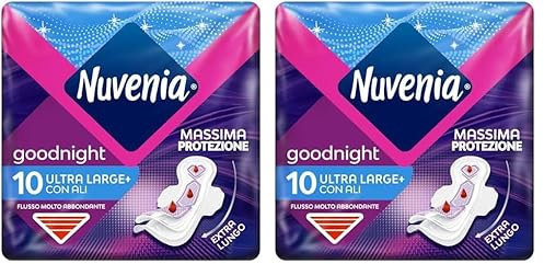 Nuvenia Assorbente Ultra Notte con Ali, Superficie Traspirante e Assorbenza Rapida, Confezione da 20 Assorbenti