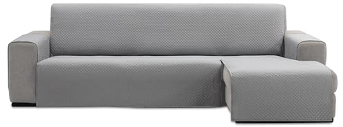 FAVERTI® Sofaüberwurf für Chaiselongue, gepolstert, 240 cm (Sitz), Modell REQUENA, hellgrau, kompatibler Schutz für Links/Rechts, pflegeleicht, langlebig und robust