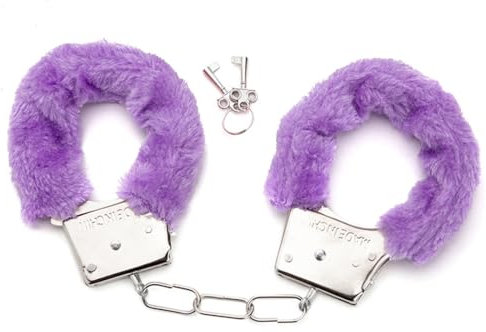 Manette in Metallo, Manette con Peluche, Manette per Bambini, Giocattolo di Manette, Manette per cosplay di polizia, con 2 Chiavi, per Cosplay di Polizia per Feste in Costume Accessori(Viola)