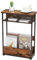 YEAKOO Narrow Side Table for Narrow and Small Spaces, Skinny Bedside Table Small Nightstand with Magazine Rack Space Saving (Rustic Brown, M)