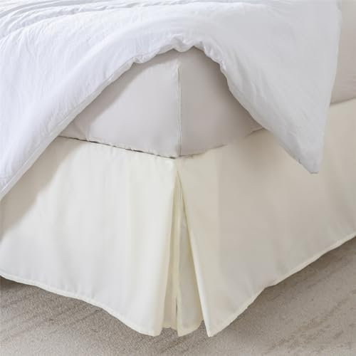 BBPM Sommier Jupe De Lit Cache Sommier Couvre-Lits en Microfibre Douce de qualité supérieure de 35 cm de Haut Cache Sommiers,Beige,Full/140 * 190cm
