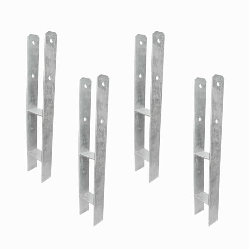 4 H-Pfostenträger feuerverzinkt verstärkt 5,5/600 mm für 140 mm Pfosten