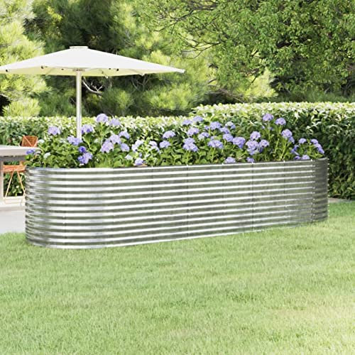 ShGaxin Hochbeet Pulverbeschichteter Stahl 322x100x68 cm Silbern, Palettenrahmen, Hochteich, Gemüsebeet, Kräuterregal Balkon, Blumenbeet, Kräuterspirale, Tomatenbeet, Pflanzhochbeet - 319072