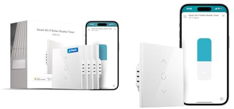 meross Interrupteur Volet Roulant (FIL NEUTRE REQUIS), Lot de 4 Interrupteurs Rideau & Interrupteur Volet Roulant Connecté (FIL NEUTRE REQUIS), Interrupteur de Rideau Compatible avec HomeKit