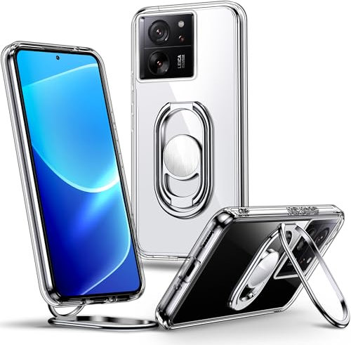 SHIELDS UP für Xiaomi 13T/13T Pro Hülle, Handyhülle mit doppeltem Ring Halter Ständer 360°【Verstellbar und anpassbar】 Stoßfeste Schutzhülle für Xiaomi 13T/13T Pro Hülle Case – Transparent