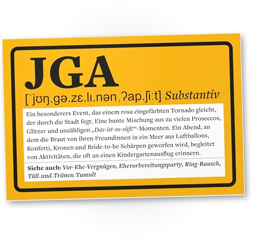 DankeDir! JGA Definition - 30 x 20 cm Schild - Partydeko Requisiten Feier Accessoires Junggesellinnenabschied Geschenk - Geschenk Braut Deko Idee Karte Überraschung Party Team Bride