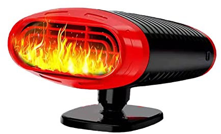 Aiwjeakh AutoheizungsgebläSe, 12V 150W 360° Drehbarer AutoheizungsgebläSe Defogger Defroster Demister Schnelles Heizen & KüHlen (Rot)
