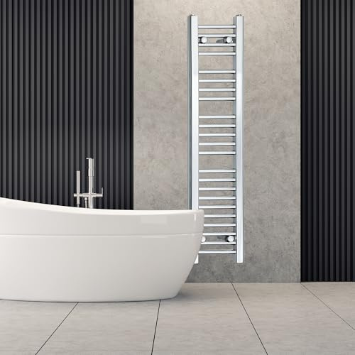 350mm Wide Narrow Small Chrome Heated Towel Rail Straight Flat Bathroom Warmer Radiator Rack Central Heating Turkish Zone (350mm Wide x 1200mm High)