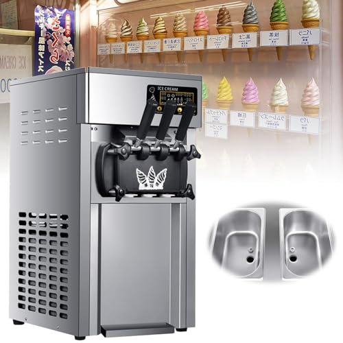 MáQuina De Helado Comercial 1200W (Volumen De ProduccióN 18 L/H): Tres Opciones De Sabor (Cuenco De AlimentacióN De 2 X 3 L), MáQuina Para Hacer Helados De Escritorio (53 X 40 X 76 Cm)
