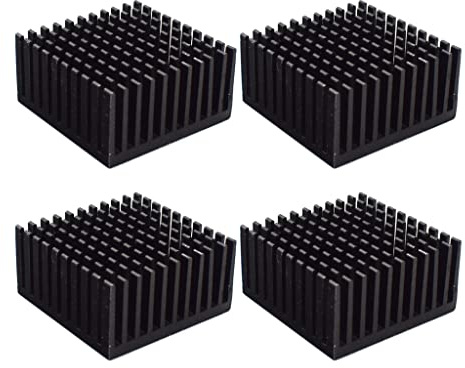 SANRLO 4 Stück 40 x 40 x 20 mm Aluminium-Chipsatz Kühlkörper Kühlkörper Kühlkörper Kühlflosse mit Klebeband für CPU LED Power Active