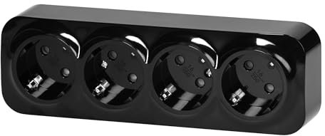 Aufputz Steckdose 4-Fach, Serie RT1 schwarz