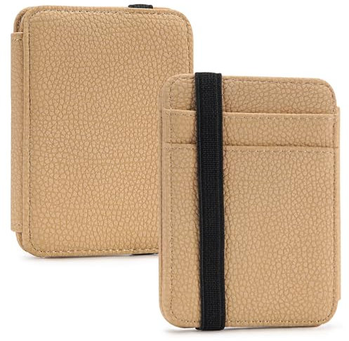HKCLUF Portafoglio Donna in Pelle PU - Porta Carte di Credito Sottile e Piccolo - Marrone Chiaro
