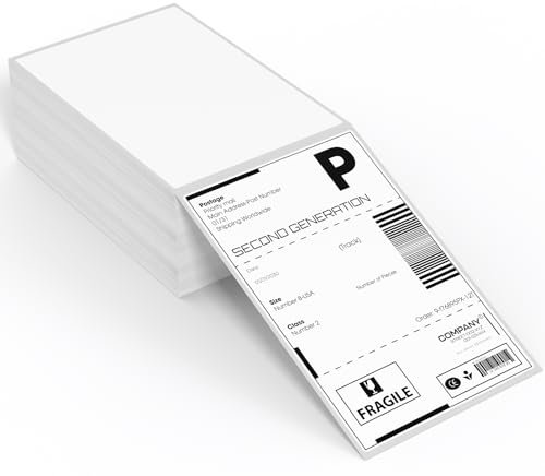 500 Blatt 4 x 6 (102mm×152 mm) Versandaufkleber DHL Etiketten Thermische Fanfold Thermoetiketten Klebeetiketten für Postanschriften ​Versandetikette Wasserfester
