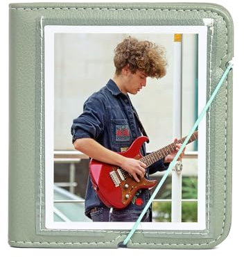 HIYQIN Stylish Small Photo Album for Instax Wide Instant Camera, 28 Pockets Retro Photo Album Fits for Fujifilm Instax Wide 400/300/200/Wide EVO/for Polaroid Now+/I-Type/OneStep2 - Green