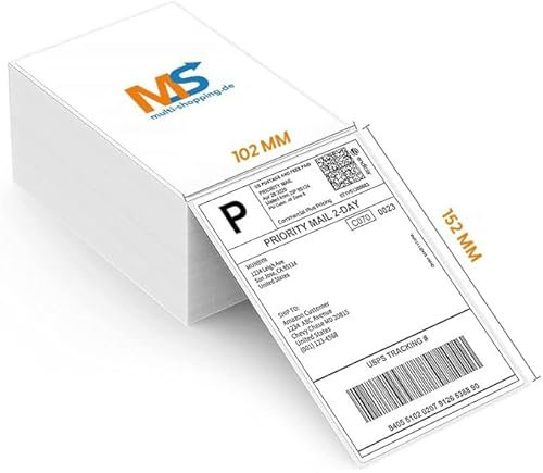 1500 Versandetiketten 4x6 Thermo Etiketten 102 x 152 mm - 3 x 500 Etiketten Selbstklebend Leporello Falzetiketten Perforiert DHL Wasserfester Versandaufkleber, BPA Frei (3)