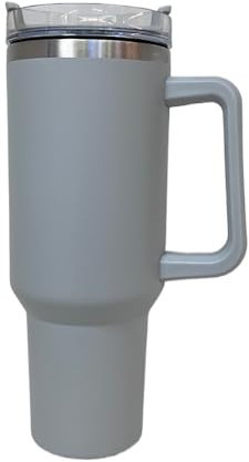 YETGFBH Mug Isotherme avec Paille Gobelet Personnalisé avec Poignée, Couvercle, Paille, Bouteille d'eau en Acier Inoxydable Mug Isotherme Personnalisé(Gray)