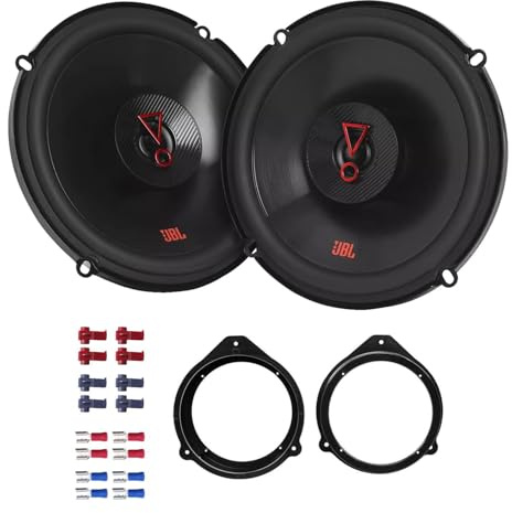 JBL Stage3 627F Lautsprecher mit Einbauset kompatibel mit Audi A3 (8PA) 5-Türer 2004-2012 Türen vorne/hinten 450W 165mm 2 Wege Koax