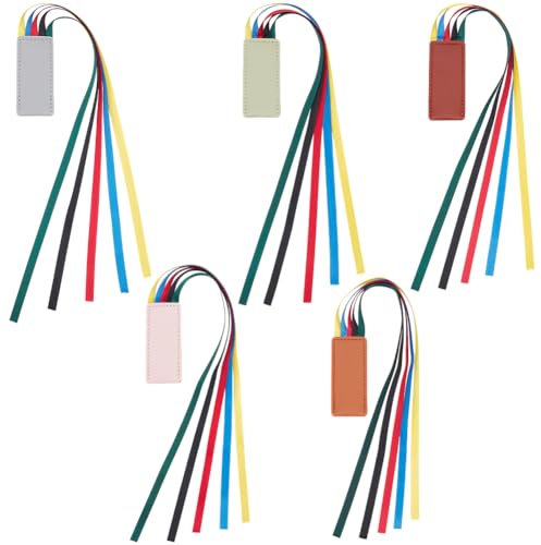 craspire 5 Stück 5 Farben Bibelband Lesezeichen Aus Kunstleder Künstliches PU Ansteckbare Seiten Lesezeichen Mit Bunten Bändern Zum Lesen von Büchern Romanen Schülern Lehrern Weihnachtsbedarf