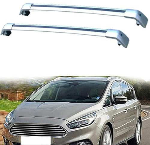 GWENP Auto Dachträger Dachreling für Ford S-MAX 2015-2020, Dach Gepäckträger aus Abschließbar Aluminium,Silver