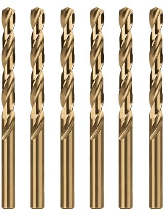 Misuyue Brocas de cobalto de 5 mm M35, 6 pcs de brocas helicoidales HSS para metal para materiales duros como acero inoxidable, cobre y plástico