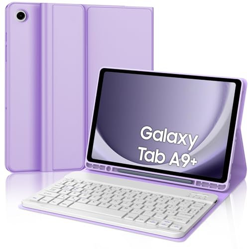 IVEOPPE Cover Samsung Galxy Tab A9 Plus 11 2023, Custodia Tastiera Bluetooth Senza fili Staccabile Magnetica Italiano QWERTY per Samsung Galaxy Tab A9+, Malva