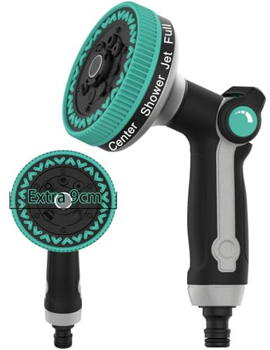 Hose Pipe Spray Gun | Heavy-Duty Metal Hose Gun - 9cm/3.5 Ultra-Wide Spray, 8 Adjustable Nozzle Modes,Hose Nozzle for Watering, Cleaning, Pets & Car Washing (New Upgrade)