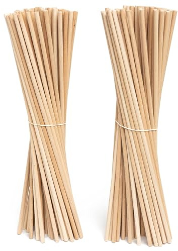 IceStick 100 Stück Eisstiele Holz Rund aus Buche 20 cm Ø 5 mm Eisstäbchen Holzstäbchen Rundholz Basteln Bastelholz