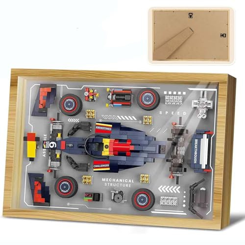 TOY PLAYER Technik Supersportwagen Bausteine Sets, 738PCS 3D F1 Auto Modell Wandkunst Baukasten mit Rahmen, Rennwagen Bausteinset Klemmbausteine, einzigartige Wanddekoration oder Tischdekoration