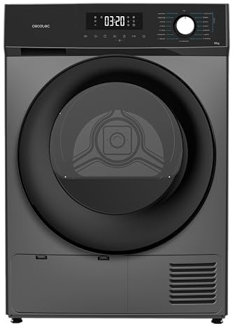 Cecotec Sèche-linge à Pompe à Chaleur 8 kg Bolero Dresscode Dry 8330 Steel, 15 programmes, Classe E, Fonctions comme Séchage Automatique, Repassage Facile, Stop&Go, Delay Start et KidLock, Inox