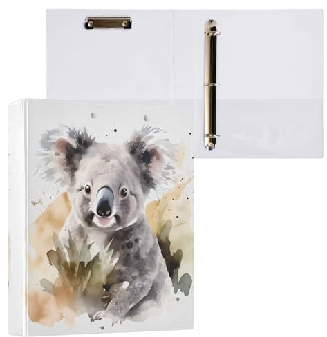 Reiacy Ringbuch, Smile Koala 3-Ring, A4-Ordner mit Clip, hält 200 Blatt, großer D-Ring-Aktenordner für Zuhause, Schule, Bürobedarf