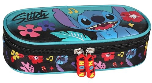 sarcia.eu Disney Stitch FÄCHER Schulmäppchen, Beutel für Mädchen, Mint-schwarzes 5x20x9cm (Stitch Fächern B)