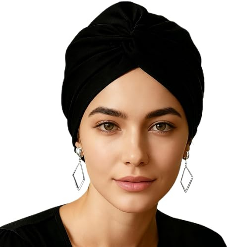 FOLAI Seidenhaube Schlafmütze zum Schlafen für gesunde Haare über Nacht | Erhält Lockenform, verhindert Frizz & Haarbruch | Für Damen mit Allen Haartypen (Schwarz)