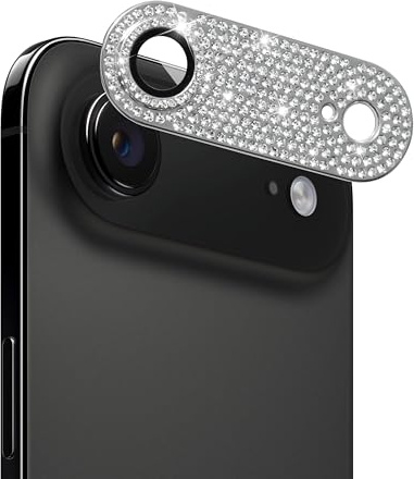 Koelaa for iPhone Air Camera Lens Protector, Tempered Glass Camera Len Protection Cover, [Aluminum][Scratch-Resistant][Bling Diamond][HD Clear] Camera Lens Cover for iPhone Air - Silver