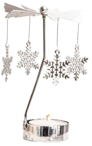 BESPORTBLE Drehbarer Kerzenhalter aus Metall Windmühlen-kerzenständer Kreativer Kerzenhalter mit Schneeflocken und Hirschmuster für Heimdekoration und Party