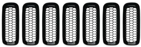 Kühlergrill 7Pcs ABS Schwarz Für Jeep Für Renegade 2015 2016 2017 Front Gitter Grille Einsätze Racing Grill Rahmen Trim Radiator Grille(B)