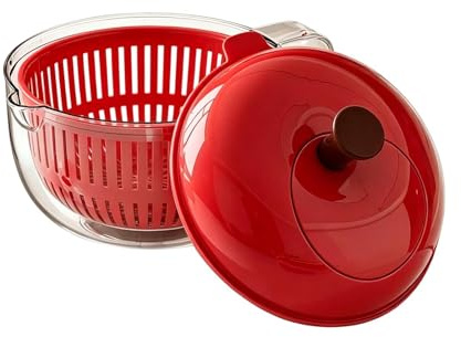 Mimoqk Centrifuga per Lavaggio Frutta | A Manovella a Doppio Strato con Manico Dotato di Colino | per Lavare Frutta con Scolino,per Prodotti Alimentari Insalata Lattuga Casa Cucina Appartamento