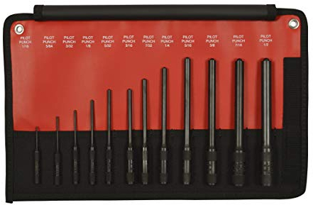 Mayhew Tools 62254 Pilot Punch, 12-Piece Set Kit Bag, Black Oxide Finish