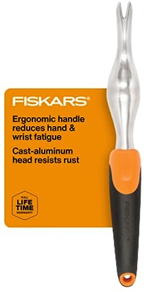 Fiskars Ergo Scratch Tool Désherbeur de Jardin Argenté/Noir/Orange