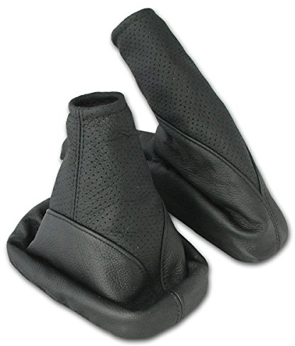 L & P Car Design L&P A106-1 Set Schaltsack Schaltmanschette + Handbremsmanschette 100% Echtleder Leder perforiert Schwarz Ersatzteil für Opel Vectra B