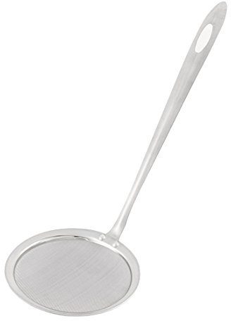 sourcing map Cocina Metal Net Perforada Cucharón Colador Filtro Espumadera Tono Plateado