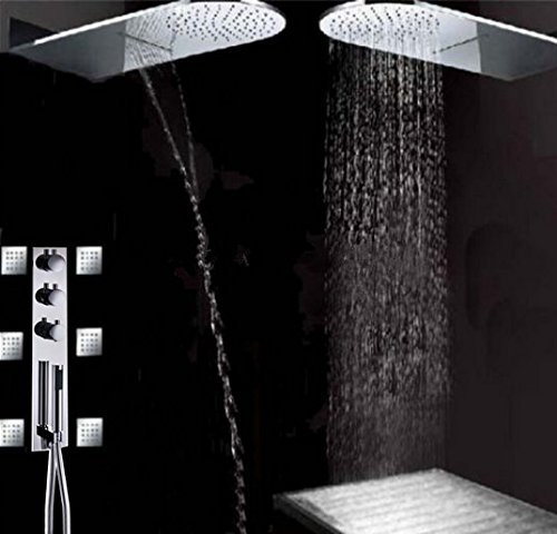 Gowe Wand montiert Wasserfall Regen Dusche Armatur Thermostat-Ventilunterteile Düsen Mixer