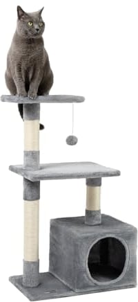 lionto Árbol rascador para Gatos Altura 85 cm, Gris Claro