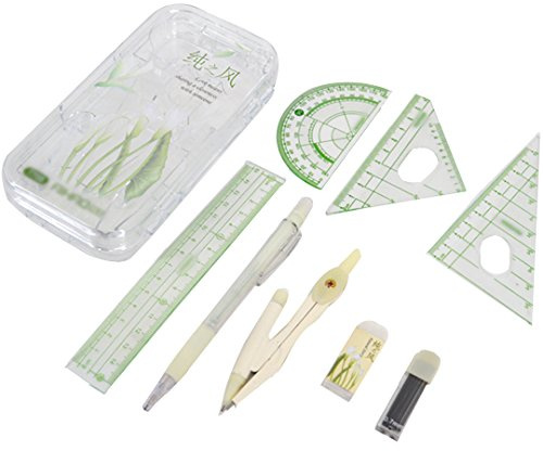 LA HAUTE Drawing Ruler Set 8Pcs Compass Protractors Square Set Math Geometry Set Stationery Gifts