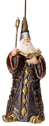 Hexer Zauberer Deko Anhänger Weihnachten Ornament Christbaumschmuck, braun, Gold, anthrazit 12cm